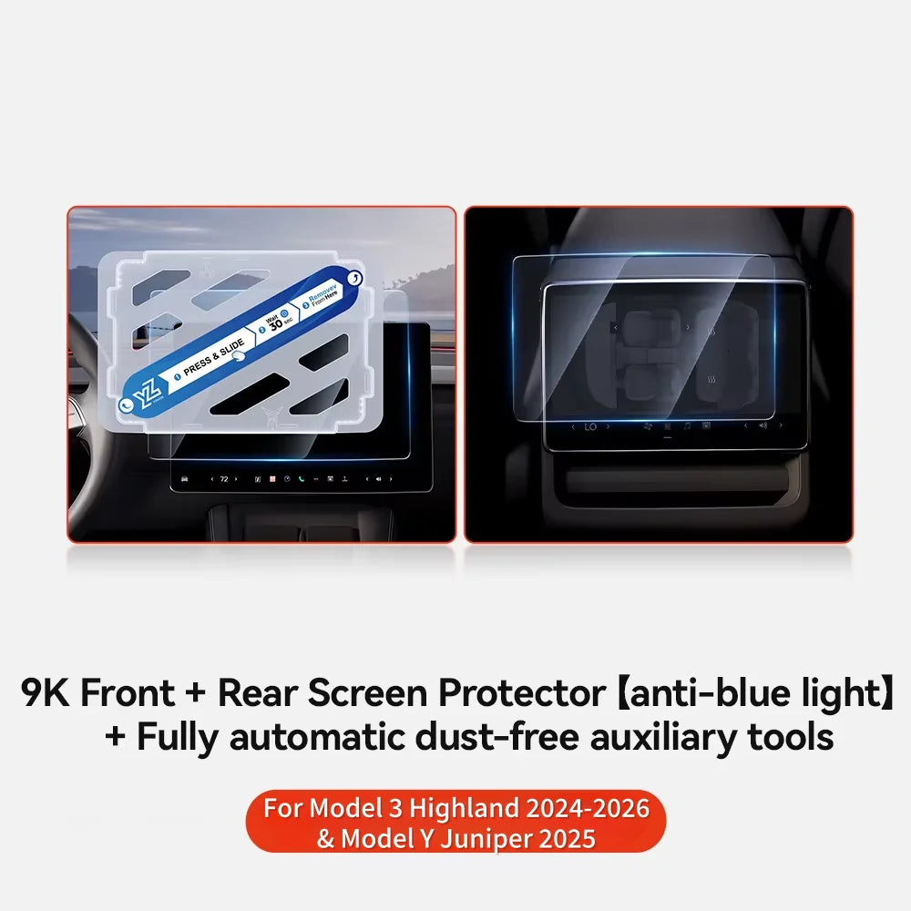 YZ Tempered Glass Screen Protector For Tesla Model 3 Y 2021-2025 Center Control Accessorie Matte Anti Glare HD Film Protection
