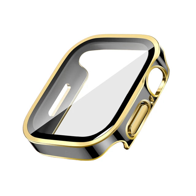 Glass+Case For Apple Watch 7 8 45mm 41mm 49mm 44mm 40mm straight edge Screen Protector Cover Case iWatch 5 SE 6 7 8 9 Ultra 49mm