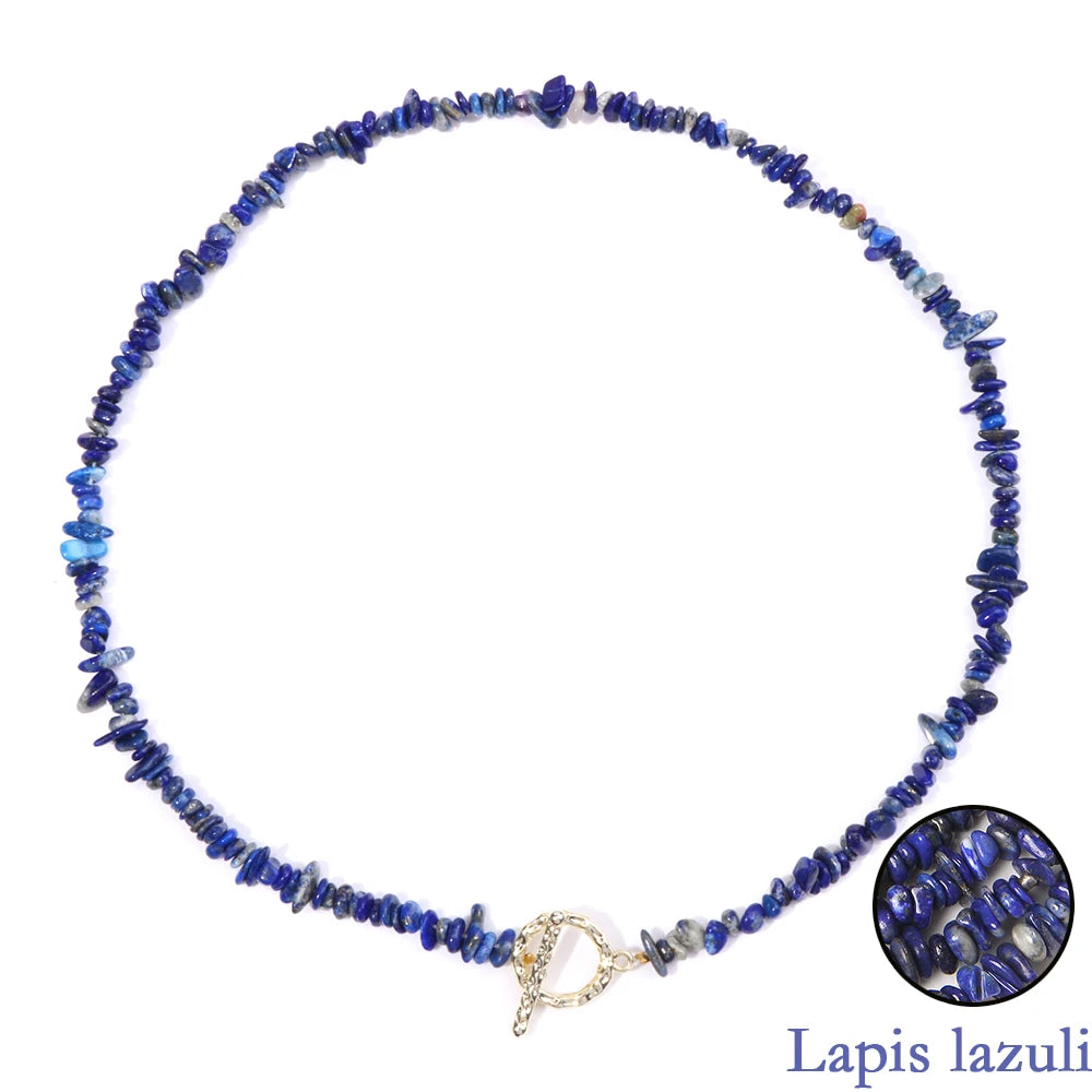 Healing Bohemian Gem Gravel Natural Semi-precious Stone Necklace Women's Fashion Necklace Jewelry Collares Para Mujer Female