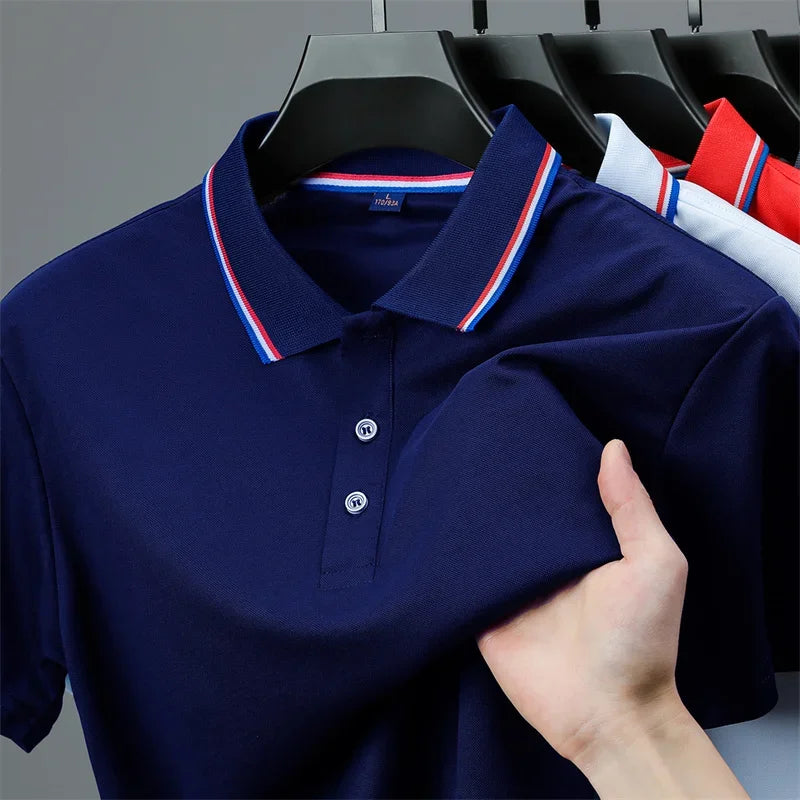 2026 New Men's Casual Solid Color Short Sleeved Polo Shirt Summer Fashionable and Comfortable Versatile Top
