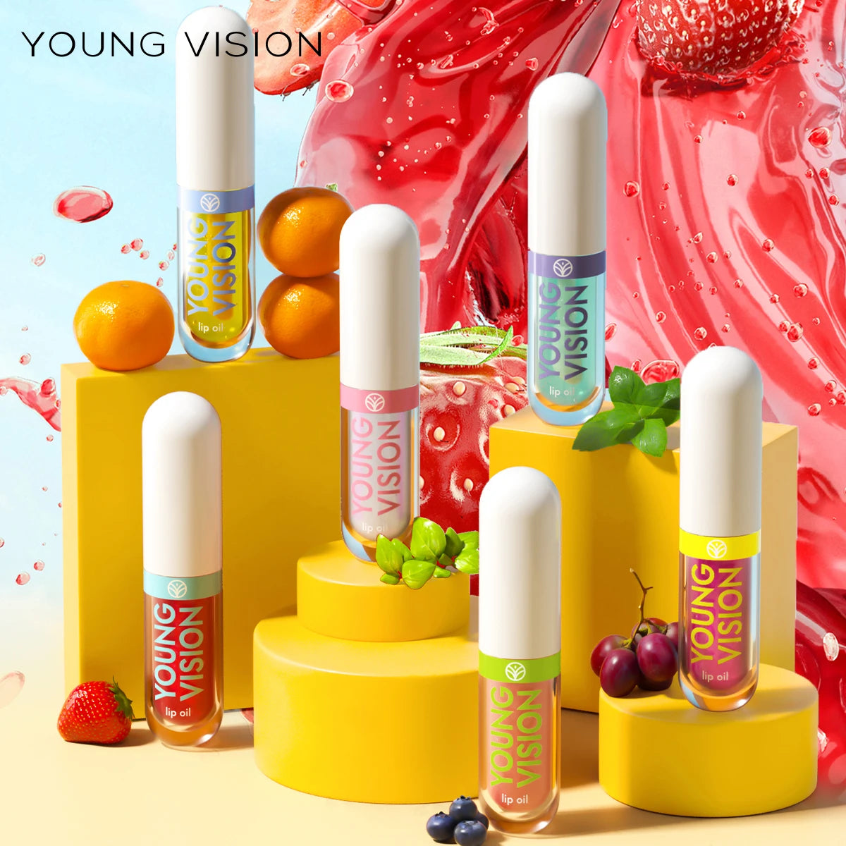 6 packs Fruit Color Changing Lip Glaze moisturizes, brightening, protects lips and fade lip lines lip gloss