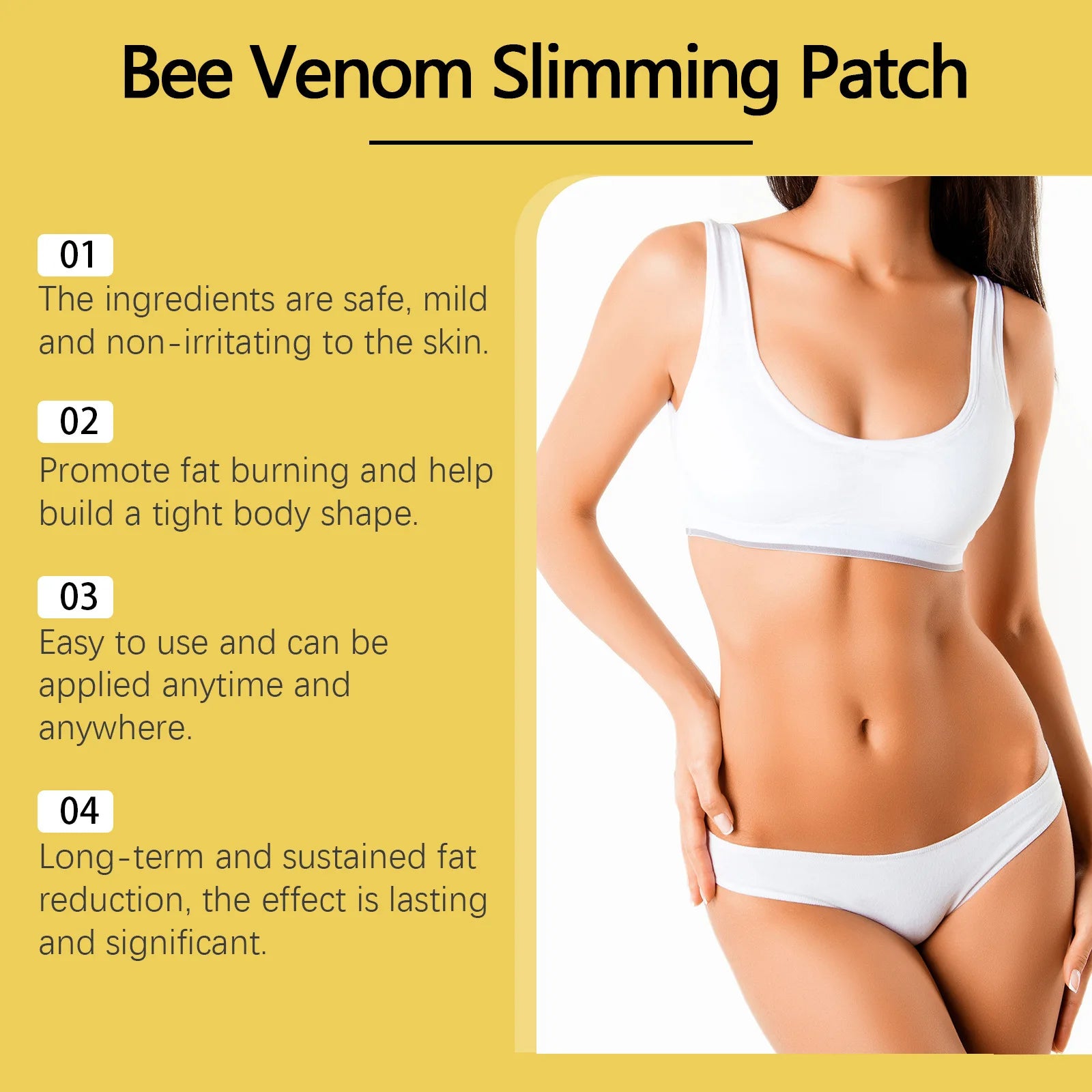Bee Venom Body Shaping Patch Tighten Skin Firm Body Contour Improve Elasticity Boost Blood Circulation Gentle Skin Firm Patches