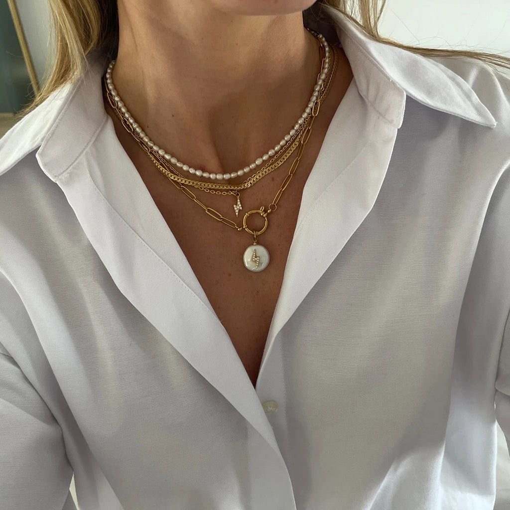 Uworld 18K Gold Stainless Steel Minimalist Cross Chain Necklace Adjustable Multifunctional Clasp Elegant Jewelry Gift for Women