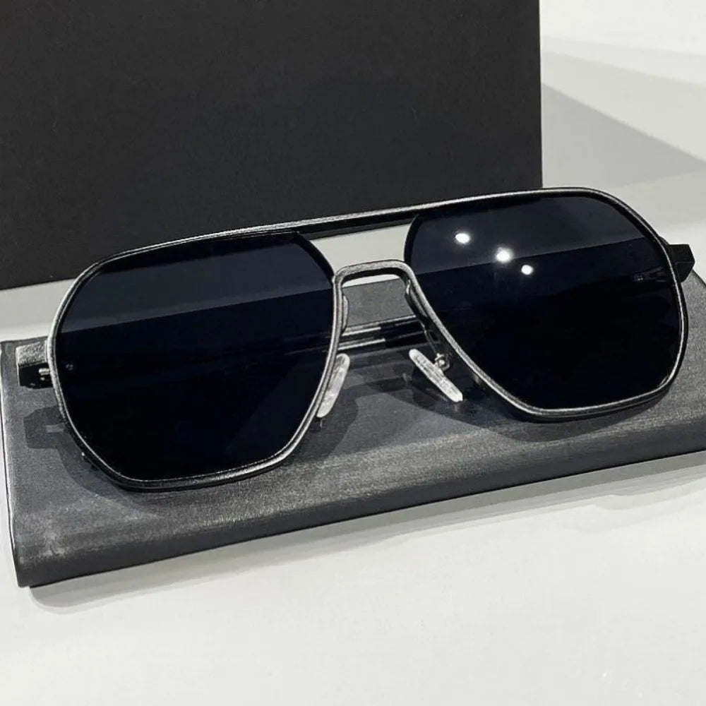 New Metal polarized Double Beam Photochromic Sunglasses For Men Drive Night Vision Glasses Fashion Shade For Men Women