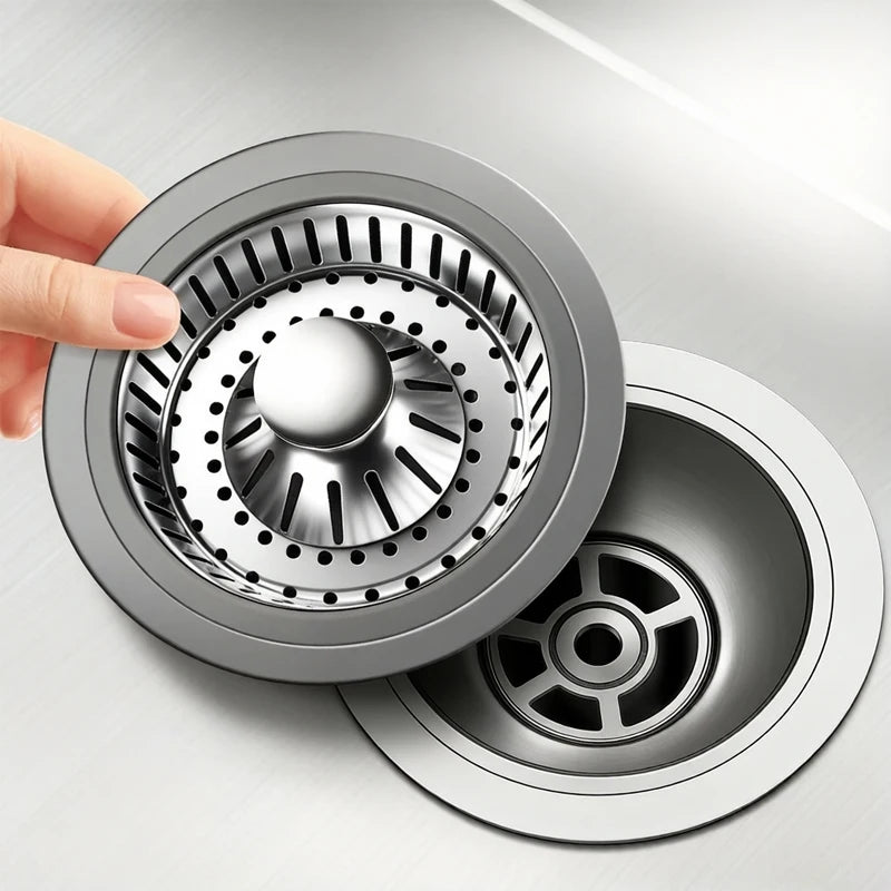 Anti Clogging Kitchen Sink Drain Strainer 304 Stainless Steel Bounce Stopper Reliable Sealing Water Plug for Old Fashioned Sinks