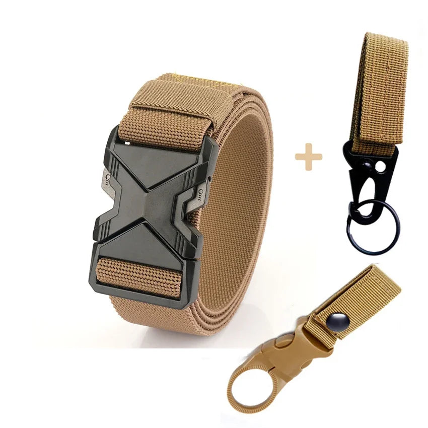 New Quick Release Metal Pluggable Buckle Tactical Belt Breathable Elastic Military Belts For Men Stretch Pants Waistband Hunting