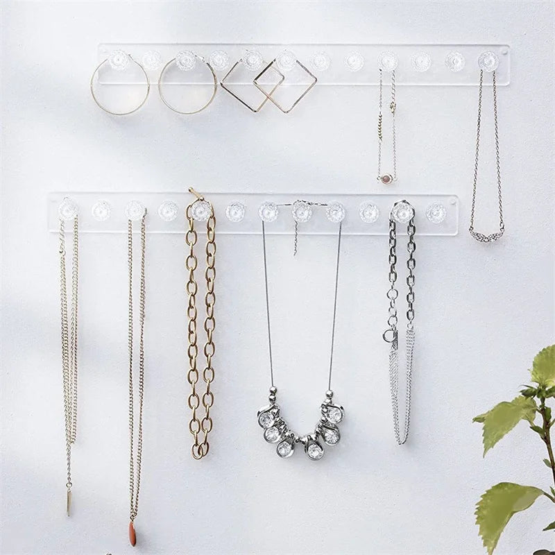 Transparent Acrylic Jewerly Storage Rack Earring Necklace Hanger Holder Wall Mounted Jewerly Display Stand Organizer For Women
