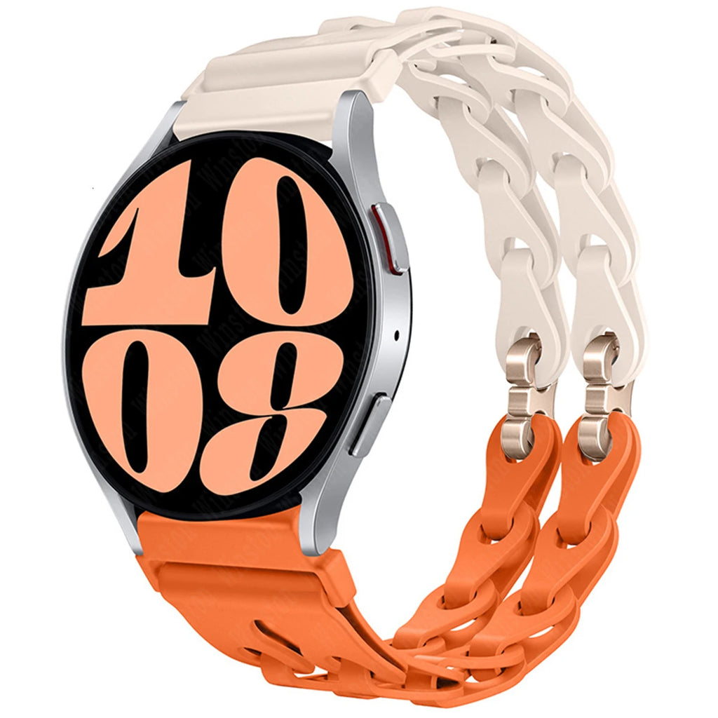 22mm 20mm Chain Strap for Samsung Galaxy Watch 7 6 5 4 6Classic Silicone Band for Huawei GT4 3Pro for Amazfit GTR 4/GTS Bracelet