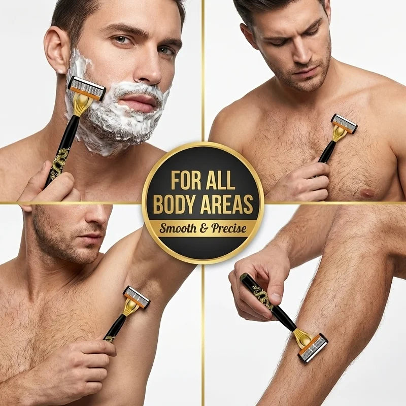 Men's Vintage Safety Razor Set Double Edge Manual Razor with 24 Replacement Blades Stainless Steel Barber Shaving Kit
