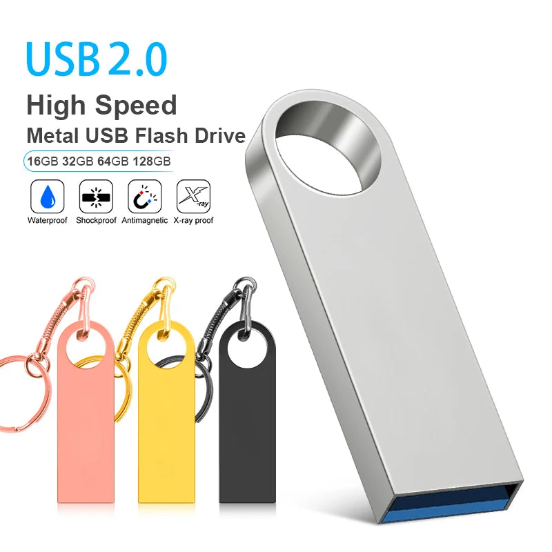USB Flash Drive 2.0 Flash Pendrive 128GB 64GB 32GB 16GB Cle USB2.0 Metal Stick Pen Drive High Speed 8GB 16GB 32GB 64GB 128GB