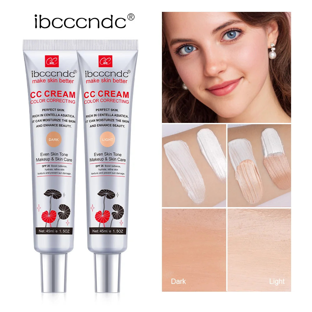 45ml Color Correcting CC Cream Facial Centella Asiatica Repair BB Cream Natural Concealer Whitening Liquid Foundation Cosmetics
