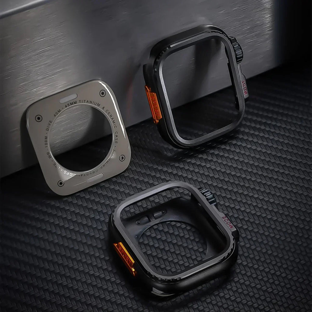 45MM 44MM Metal Watch Case For Apple Watch Series 9 8 7 5 6 4 SE 45mm Sport Change To Ultra Protection Bumper Cover