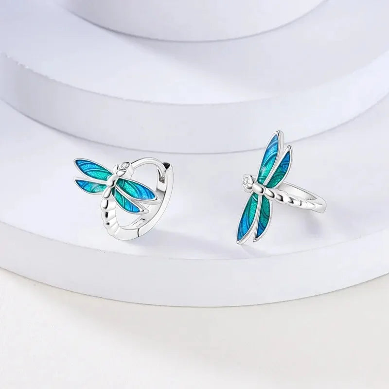 Dragonfly Stud Earrings for Women 925 Sterling Silver Ear Studs Silver Fashion Jewelry For Party Wedding Engagemen Gift