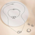 1pc Rhinestone Decor Quartz Watch Elegant Round Pointer Analog Electronic Watch & 5pcs Jewelry Set, Gift For Mom/Girlfriend