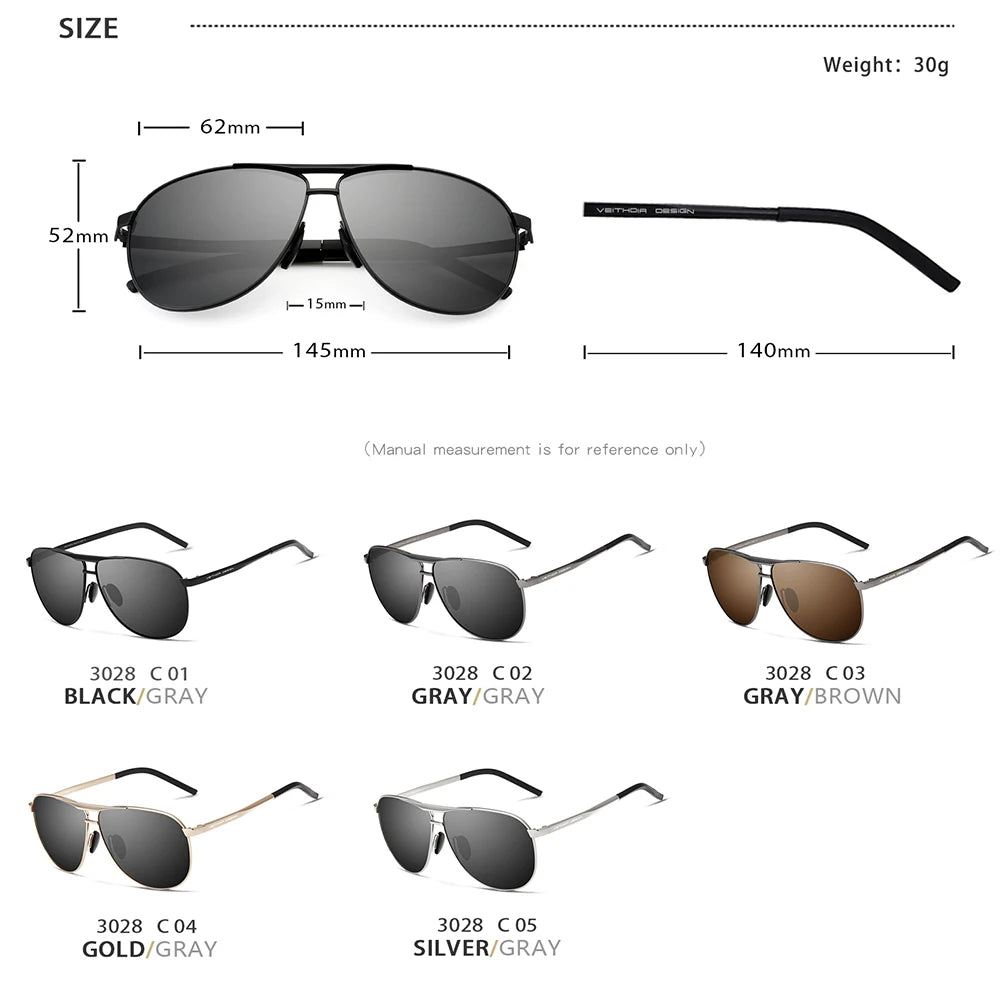VEITHDIA Polarized Pilot Outdoor Sunglasses Classic Men's Fashion Women's UV400 Outdoor Sports Eyeglasses For Male VFH3028