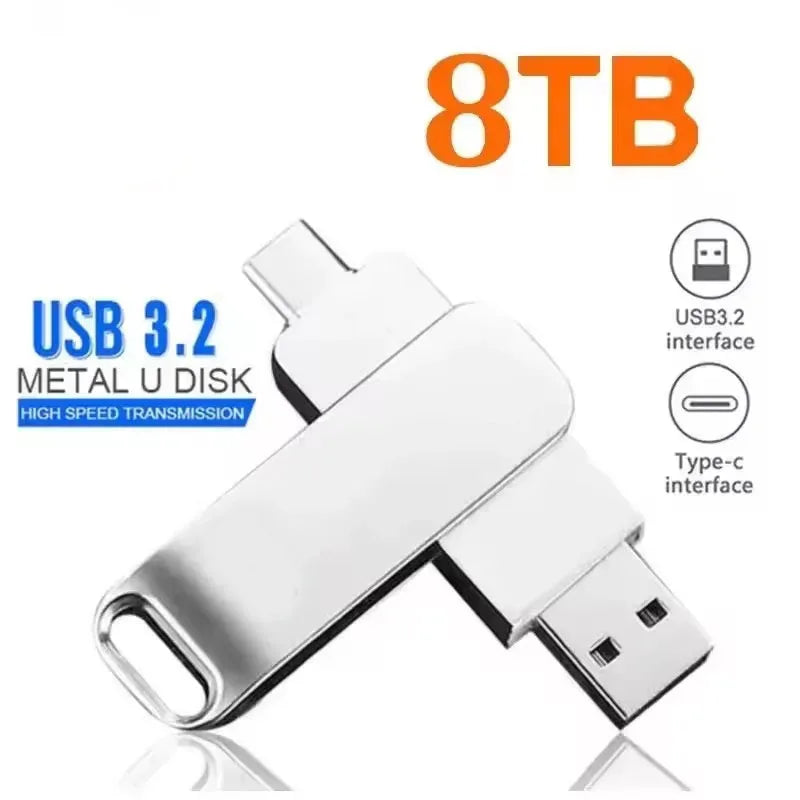 DIXSG For Xiaomi 16TB Flash Drives USB 3.2  U Disk 2TB High Speed Metal Pendrive WaterProof Type-C Memoria USB Stick USB Drives