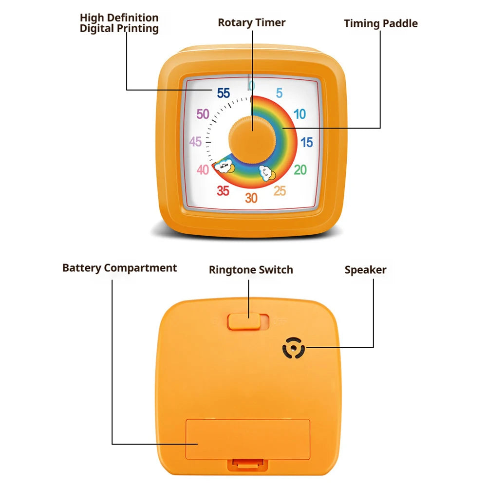 1PC Visual Timer Children's Self-discipline Tool Countdown 60-minute Student Learning Homework Time Stopwatch Management