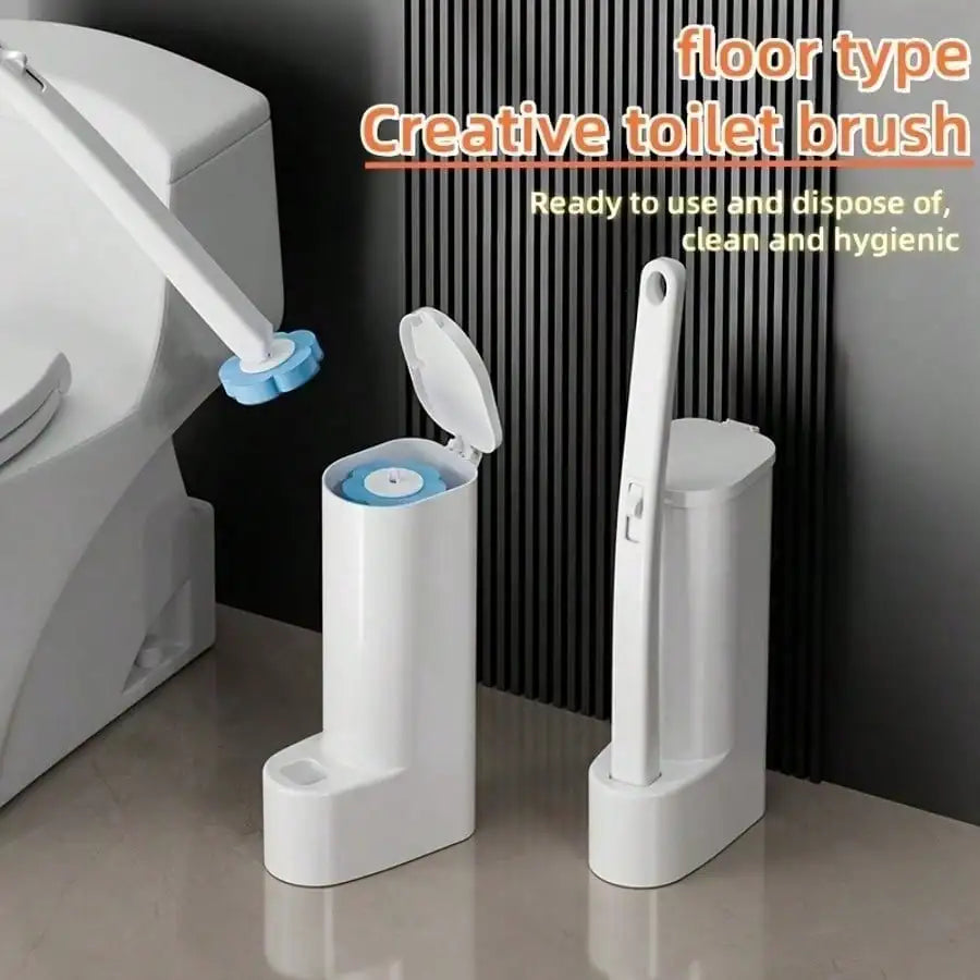 1 Set, Toilet Brush With Holder Set, Wall Mounted Long Handle Toilet Cleaning Brush With Holder, Flexible Toilet Bowl Cleaning Brush, No Dead Corner, Bathroom Cleaning Brush, Cleaning Supplies, Cleaning Tool, Back To School S