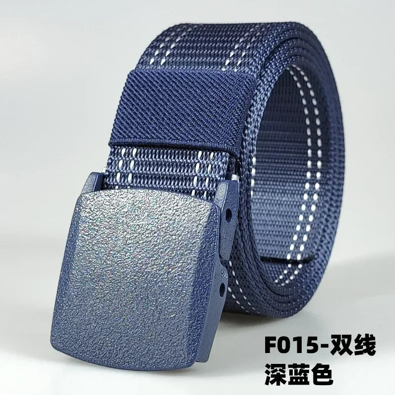Automatic Buckle Nylon Women's Belts Canvas Outdoor Travel Premium Pants Sports Non-metallic Belts for Men White Black Blue Red