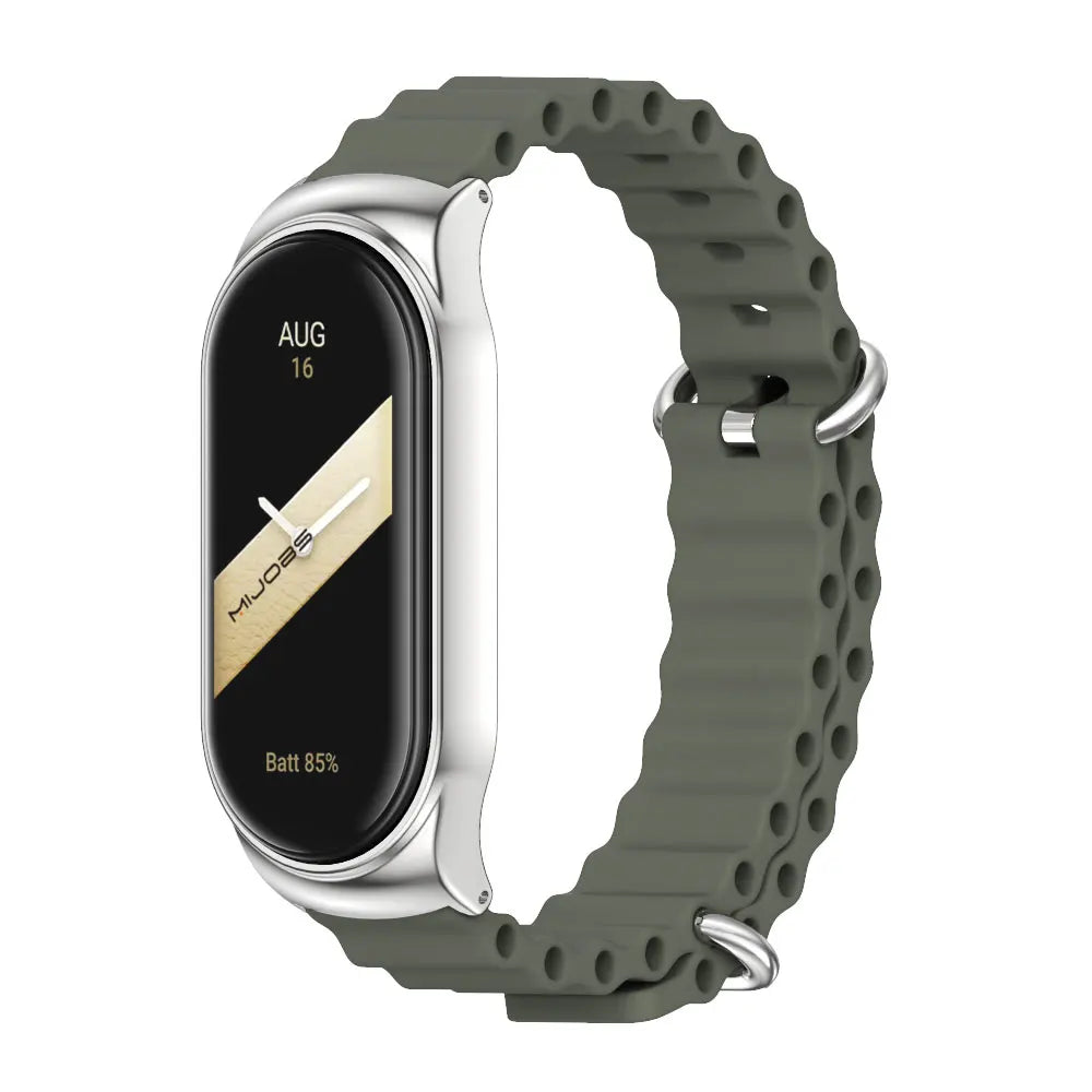 For Mi Band 10 9 8 7 6 5 Strap Silicone Wristband for Mi Band 9 Leather Strap For Mi band 8 Bracelet MiBand Metal Wristbands
