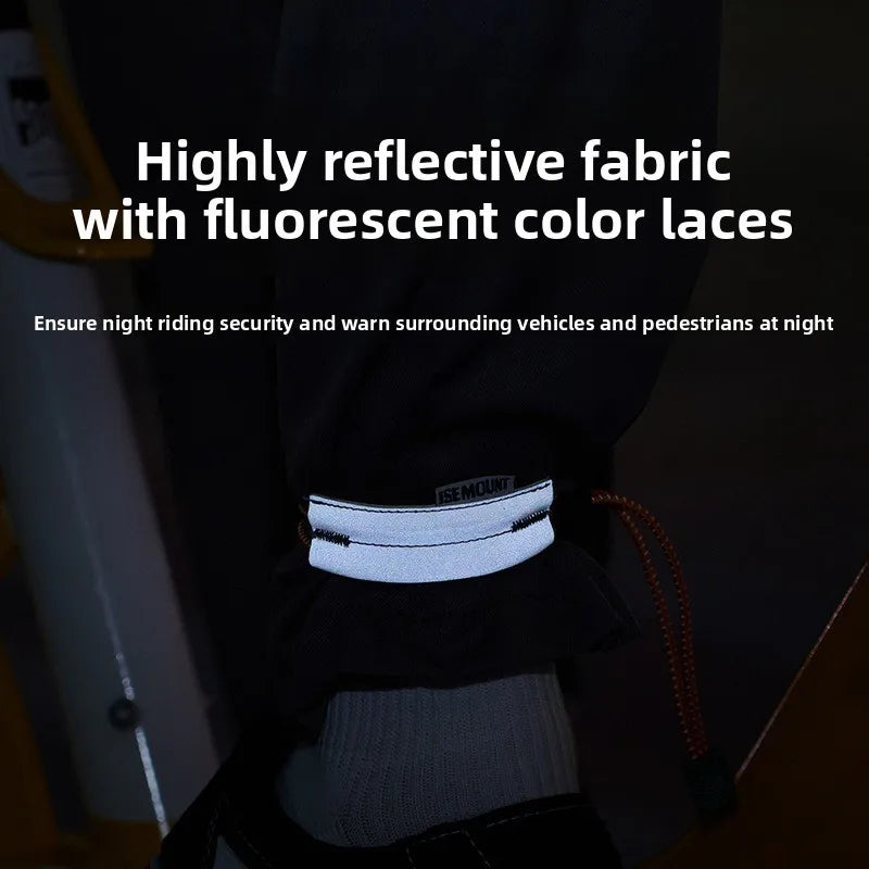 Reflective Elastic Leg Straps Anti-Slip Night Running Cycling Pant Binding Ties with Storage Buckle for Outdoor Activities