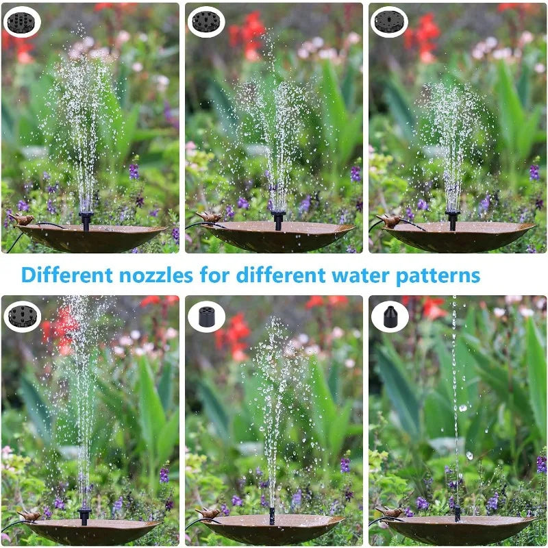 2.5W Split Solar Fountain Pump 6 Nozzles 4ft Water Pipe Outdoor Garden Landscape Decoration