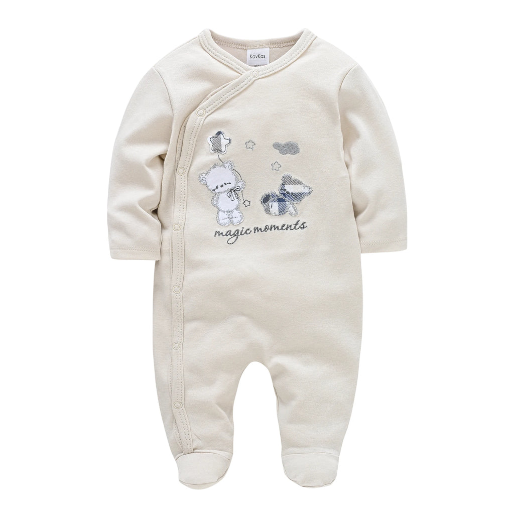 KAVKAS Baby Clothing Girls Pink Romper Cartoon Kids Pajamas Long Sleeve Jumpsuit Bebe Playsuit Girls Clothes  0`12 Monthes