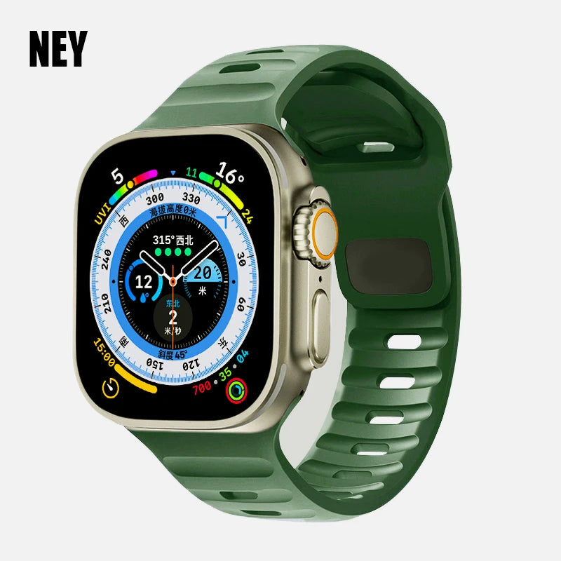Sport Strap For Apple Watch Ultra band 49mm 45mm 46mm 44mm 42mm 41mm Silicone Air hole Bracelet iWatch Serie 11 10 9 8 7 6 SE