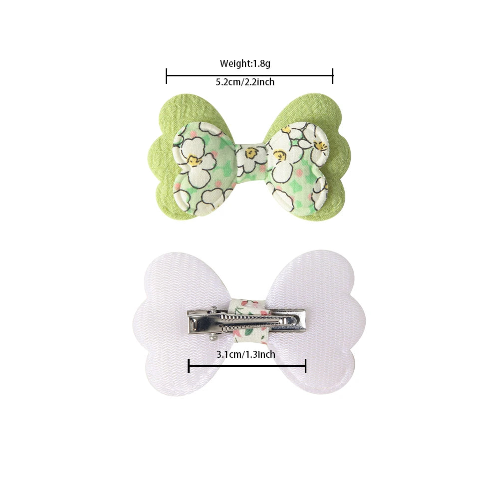 3/4/10Pcs Hot Sale Candy Color Hair Bows Clip Girls Double Layered Bow Cute Kid Bangs Hair Pin Cotton Safe Baby Hair Accessories