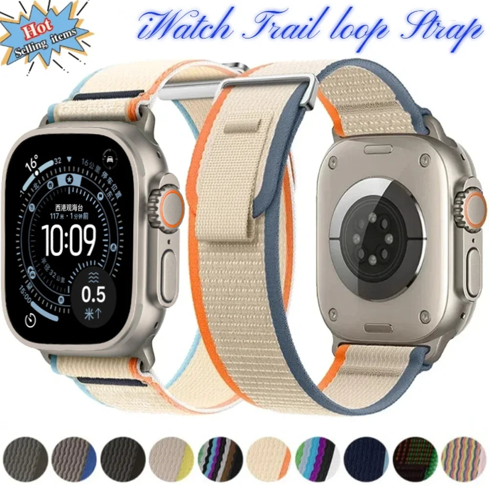 Trail Loop Strap For Apple Watch Ultra 3-1 49mm 10/11 42mm 46mm Nylon Bracelet Band iWatch 9 8 7 6 5 4 SE/3 45/41mm 44/40mm 38mm