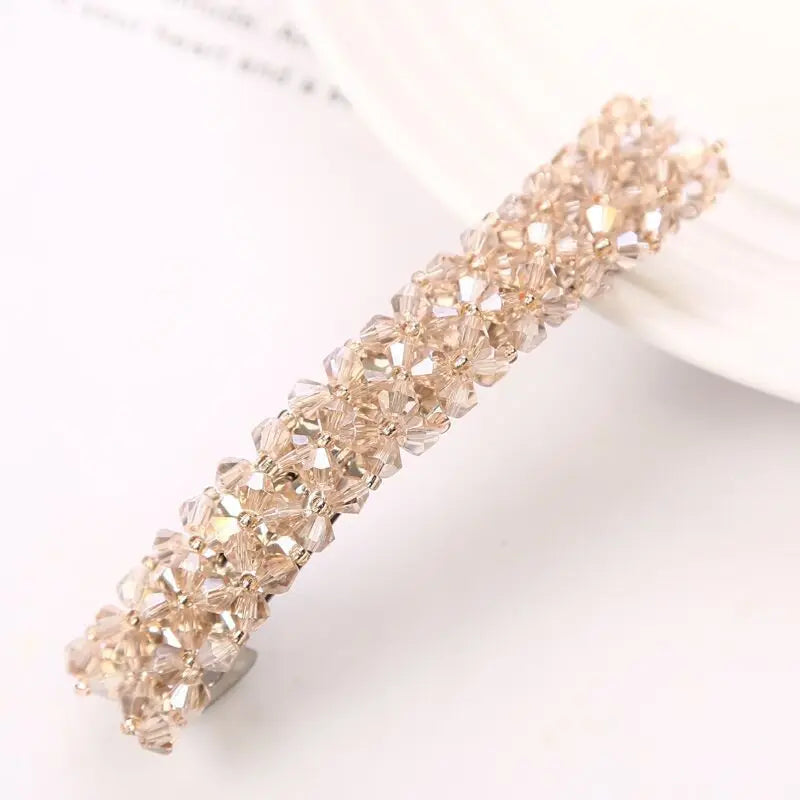 Super Beautiful~ Accessories Flash Diamond Headpiece Hair Clip Four Rows of Crystal Fish Line Braided Edge Clip Exquisite One-Wo