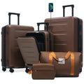Luggage Sets 5 Piece with Front Opening, Hardside Expandable Carry On Suitcase Set with Double Spinner Wheel