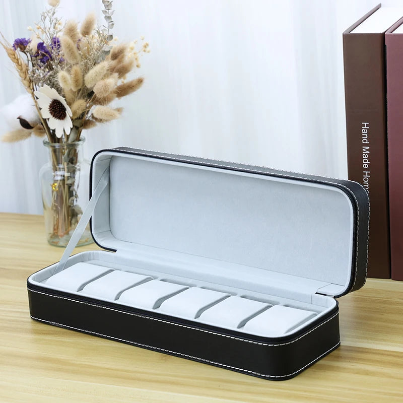 2024 New 6/10/12 Girds Portable Watch Storage Boxes Organizer with Zipper Classic Style Multifunctional Watch Display Box