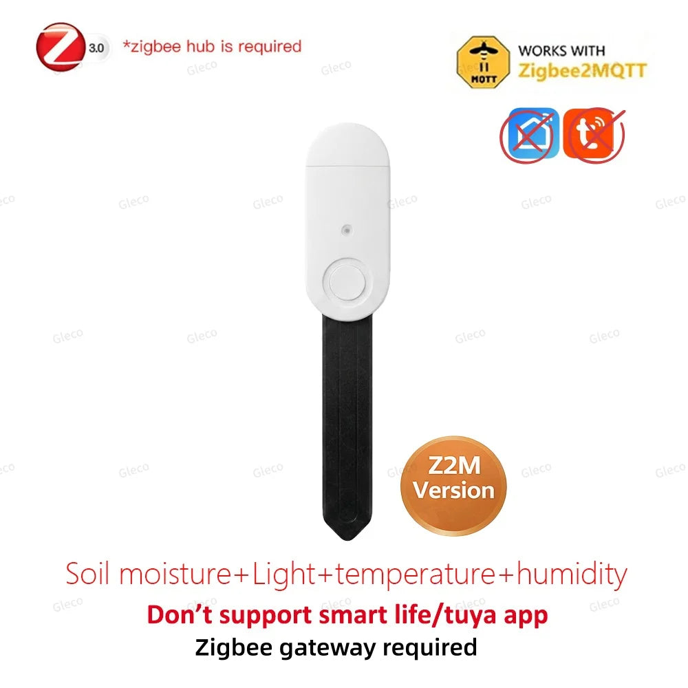 Zigbee Soil Sensor Moisture Temperature Humidity Meter Fertility Light Tester For Tuya Smart Life Z2M Home Assistant Automation