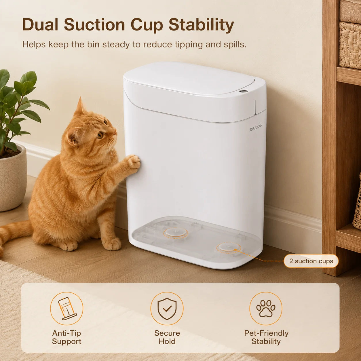 Joybos Smart Trash Can with Auto-Lining, Touchless Sensor Garbage Bin + Free Drawstring Bags, No-Mess Pull & Lift Wastebasket