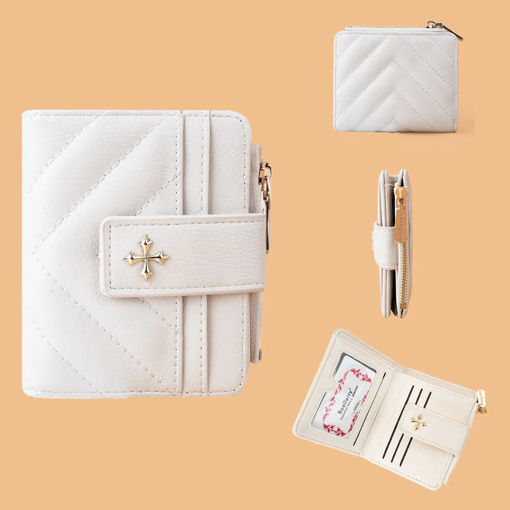 Baellerry New Short Simple Women Wallet High Quality Card Holder Buckle Zipper Coin Pocket Female Purses Small Women's Card Bag