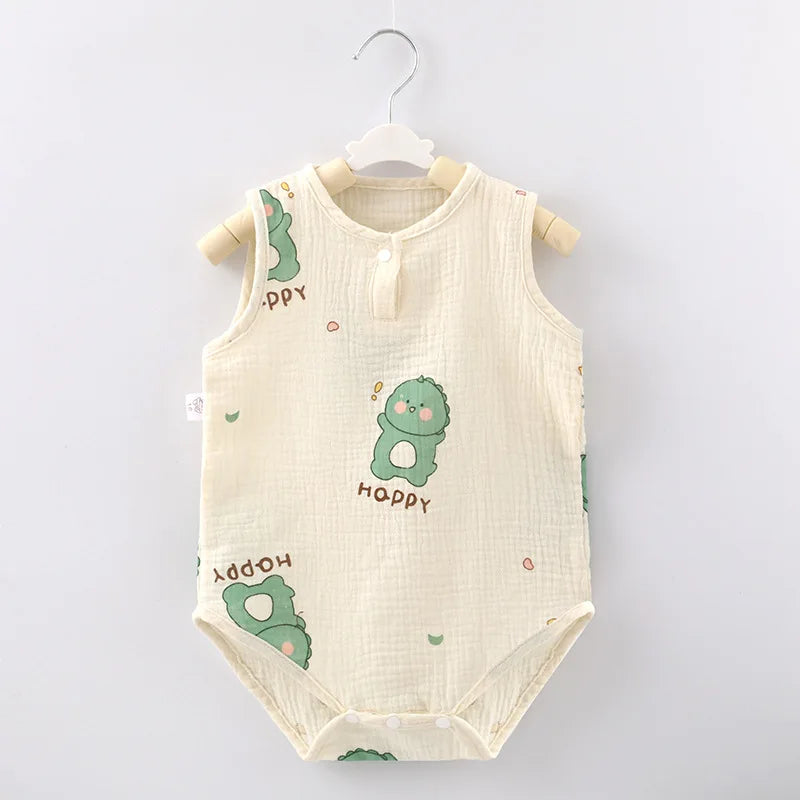 Summer Baby Home Suit Bodysuit Cute Cartoon Bear Rabbit Boys Girls Children Climbing Pajamas Thin Newborn Kids Sleeping Clothes