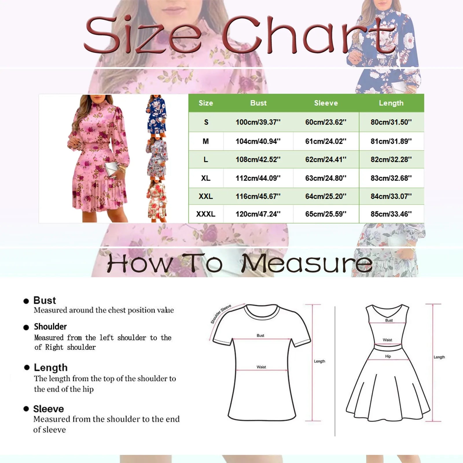 Women's Casual Dresses Sweet Floral Print Ruffle Turtleneck Midi Dress A Line Fresh Style High Waist Dresses Vintage Dress