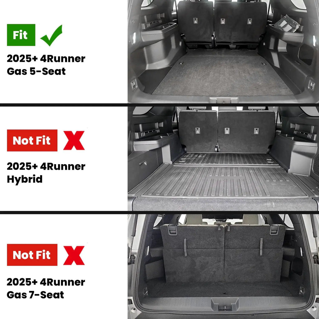 Custom Fit Trunk Mat for Toyota 4Runner 2025-2026 5-Seater Gas with Backrest Mat, All Weather TPE Cargo Liner for 6th Gen