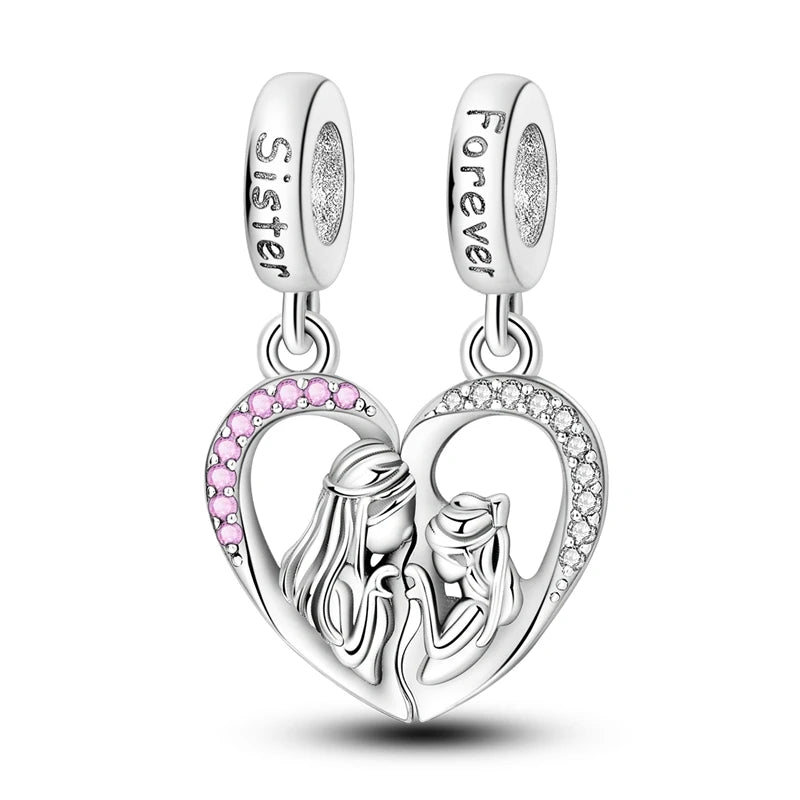 Charms Beads 925 Sterling Silver Tree of Life Peach Heart Sweet Love Charms Fit Pendants Bracelets Necklaces Women Jewelry Gift