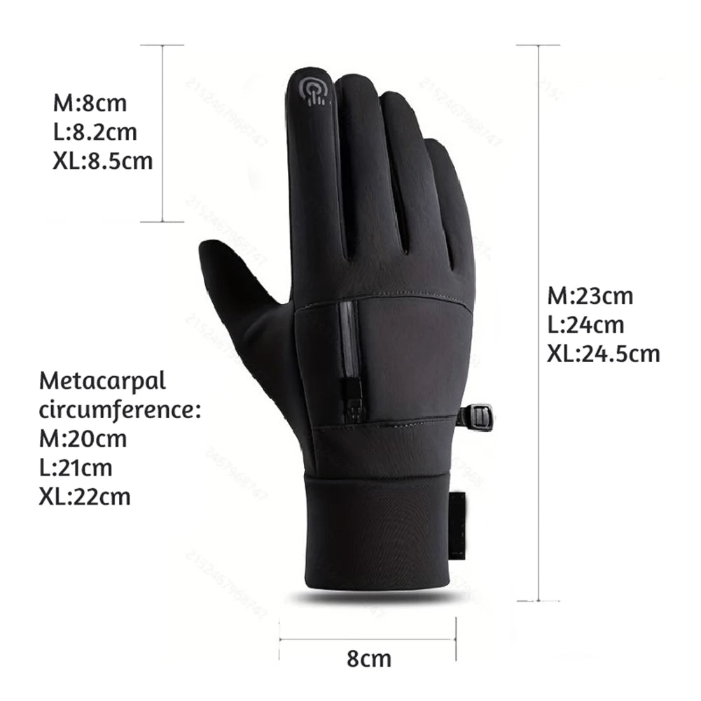 Men's Touch Screen Ski Gloves With Pocket Comfortable Soft Anti-Slip Windproof Thermal Gloves For Outdoor Hiking