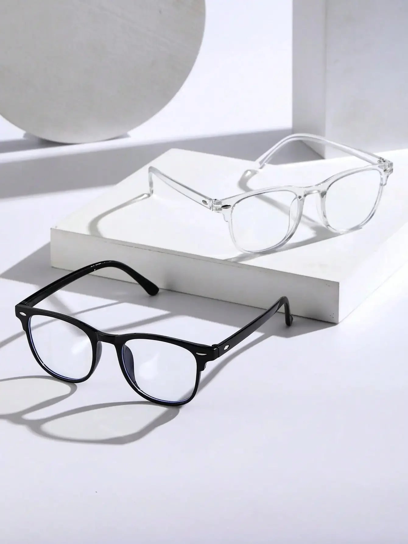 Unisex Square Plastic Frame Trendy Anti-Blue Light Clear Glasses For Back To School Clothing Accessories.