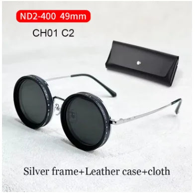 ND9 Adjustable Dimming Sunglasses Retro Punk Round Men's Fishing UV400 Polarized Driving Sunglasses Women