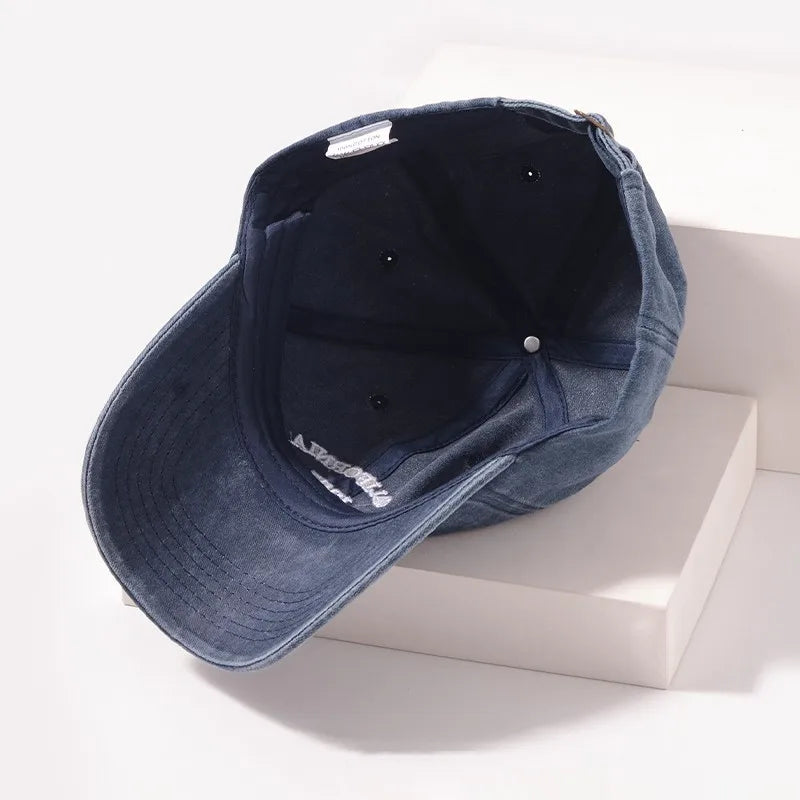 Vintage Embroidered Washed Baseball Cap Unisex Adjustable Soft Top Sun Hat for Outdoor Sports and Casual Wear
