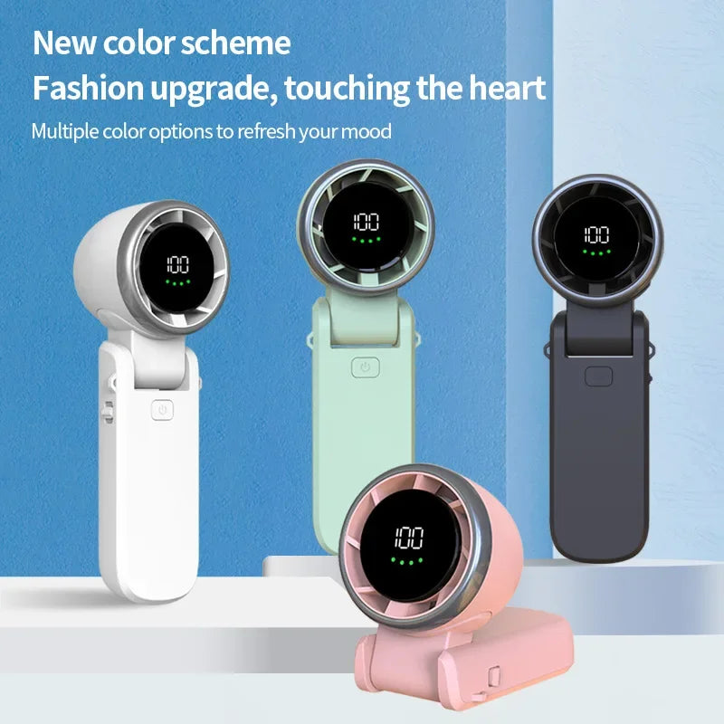 2026 New Hanging Neck Outdoor 180 Degree Folding Desktop Mini Fan Hand-held Folding High-speed Powerful Turbo Fan