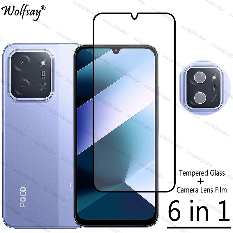 Full Cover Tempered Glass For Xiaomi Poco C85 Screen Protector For Poco C85 Camera Lens Protector Phone Glass For Poco C85 Glass