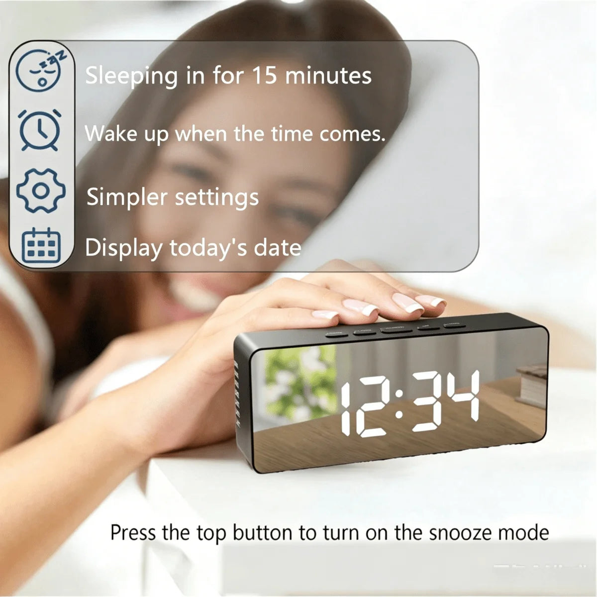 Multifunctional Digital Alarm Clock | Adjustable Brightness, Displays Date And Temperature, USB/Battery Powered (Batteries Not Included), Stylish Rectangular Design, Home Decor, Holiday Gift