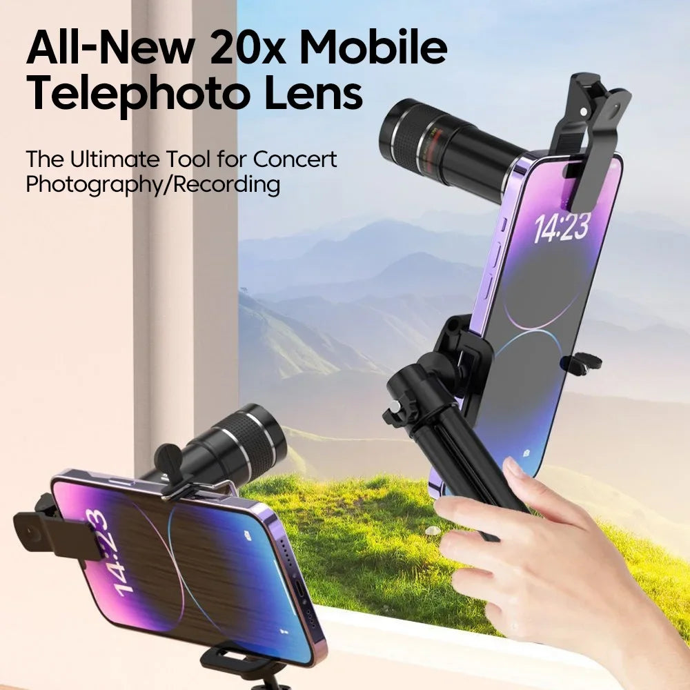 20X Zoom HD Universal Optical Camera Telephoto Clip Lens Phone Smartphone Telescope Focus Len Concerts Contest Observe Animal