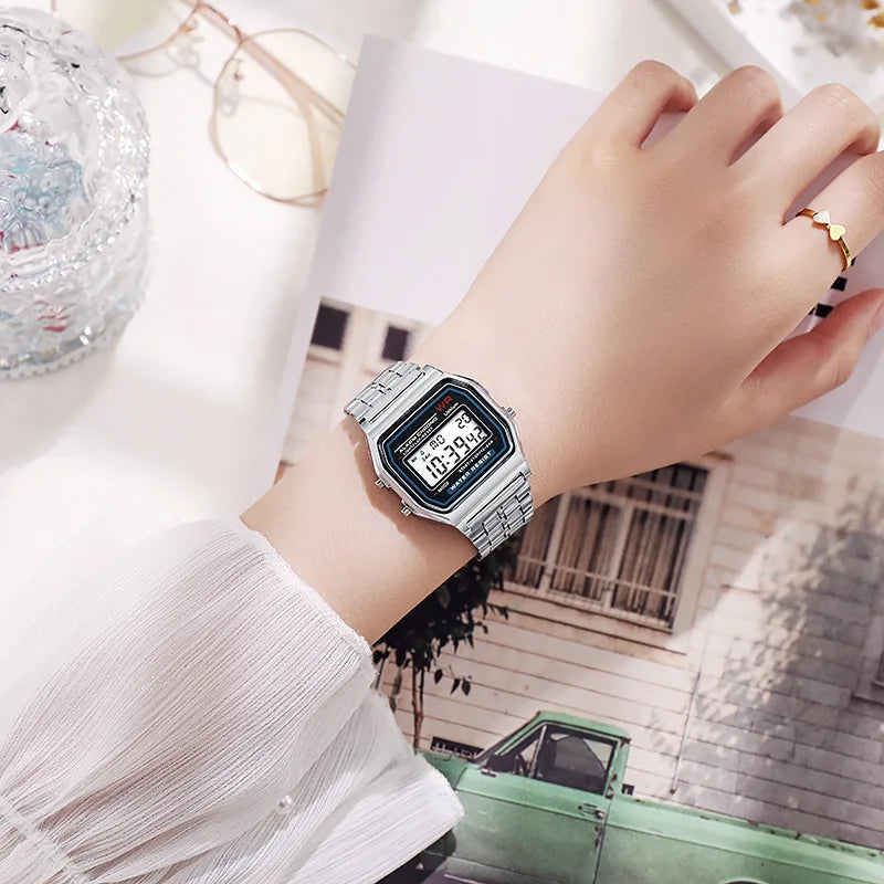 Luxury Rose Gold Women Watches Electronic Digital Display Retro Style Clock Men's Relogio Masculin Reloj Hombre Homme
