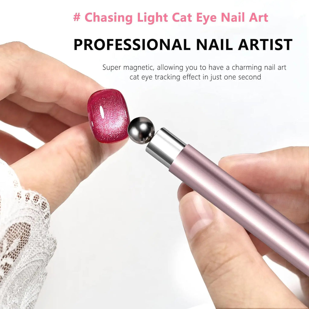 1/2Pcs Nail Cat Eye Magnetic Ball With Nail Magnetic Stick Tool Set Double-head Strong Magnet Pen 3D Cat Eye Gel Nail Supplies